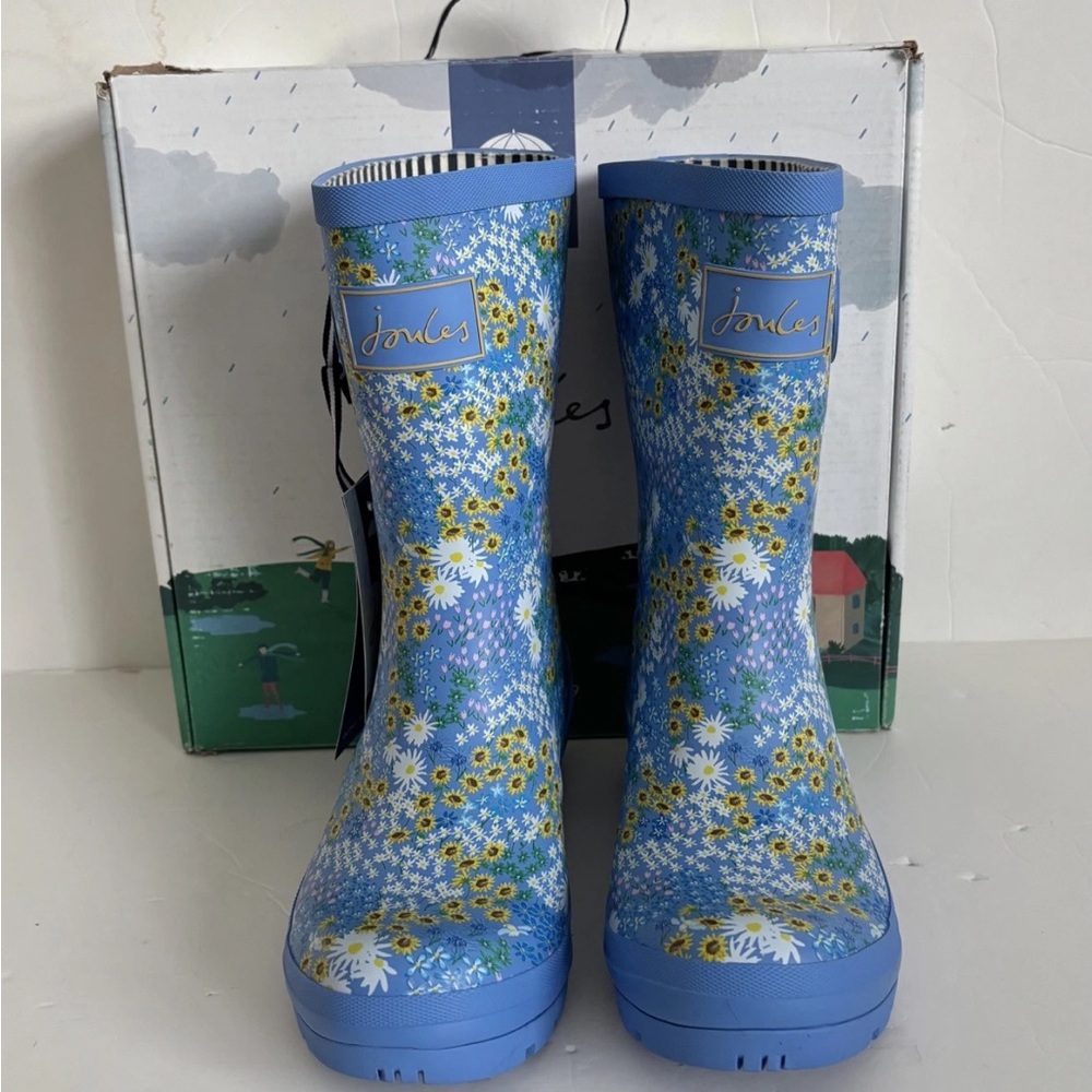 Joules Blue Floral Rain Boots